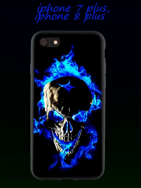 ЧехлыВсем Чехол на iPhone 7 8 plus Череп пламя голубое