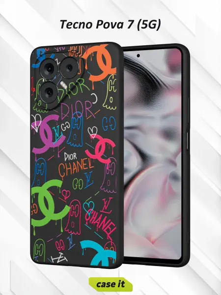 Case it Чехол на Tecno Pova 7с принтом Бренды