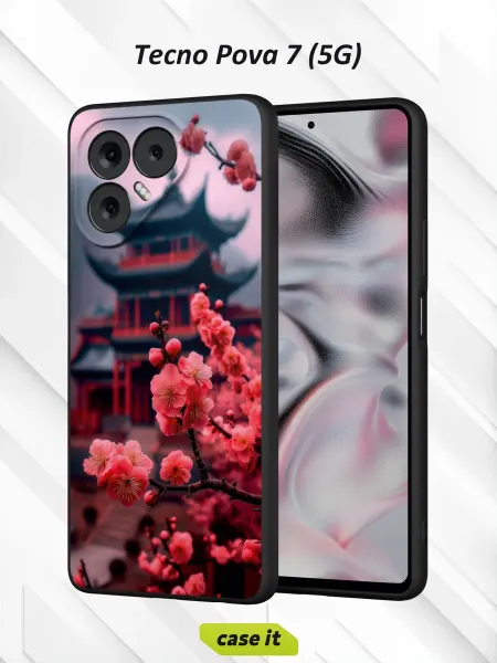 Case it Чехол на Tecno Pova 7с принтом японская вишня