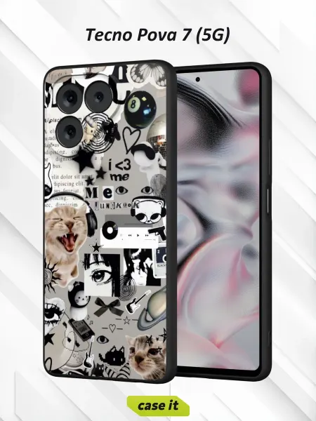 Case it Чехол на Tecno Pova 7с принтом Котик