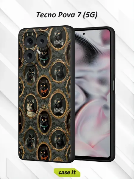Case it Чехол на Tecno Pova 7с принтом Портреты кошек
