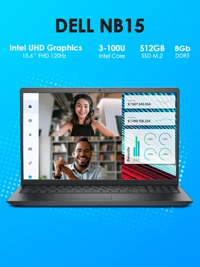 DELL NB15-E001-BLK Intel Core 3-100U 8GB DDR5 512GB 15,6" FHD 120Hz Black