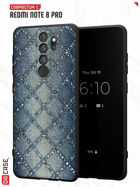 DACase Чехол на Redmi Note 8 Pro с принтом Джинсовый