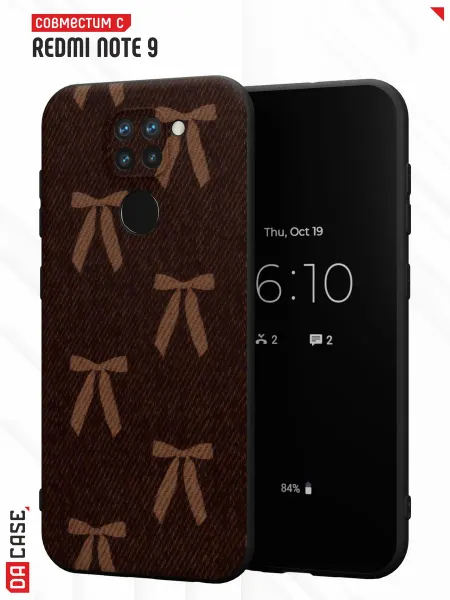 DACase Чехол на Redmi Note 9 с принтом бантики