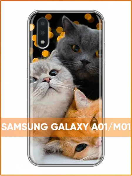 Case Face Чехол на Samsung Galaxy A01 с принтом Коты крупно