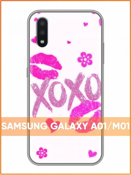 Case Face Чехол на Samsung Galaxy A01 с принтом Поцелуйчики ХОХО