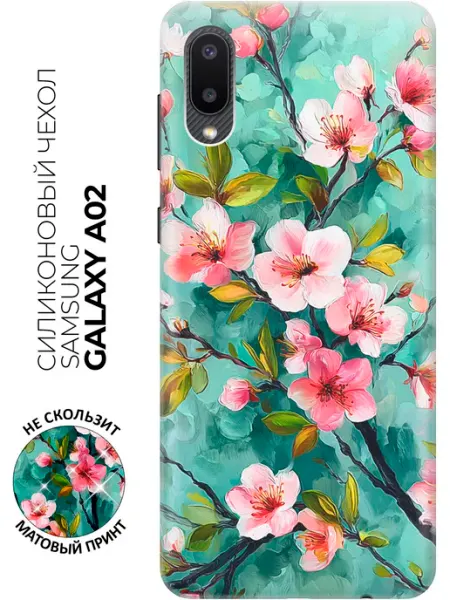 Samsung Чехол на Galaxy A02 с сакурой