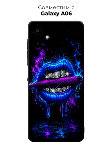 Vip Case Чехол на Samsung Galaxy A06 Неоновые губы с грилзами