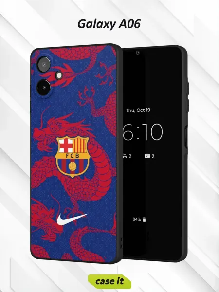 Case it Чехол на Samsung A06 с принтом Барселона красным драконом