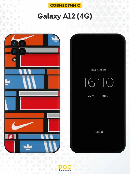 DesignOnCase Чехол на Samsung A12 с принтом Adidas, Nike