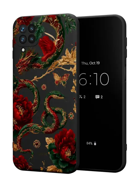 PBl store Чехол на Samsung A12 с принтом Змеи и розы