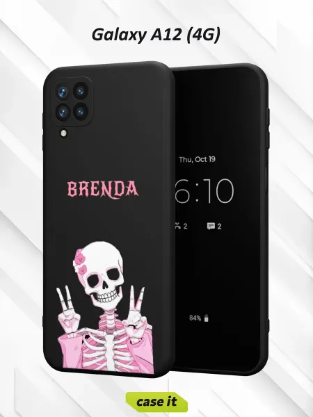 Case it Чехол на Samsung A12с принтом Розовый скелет