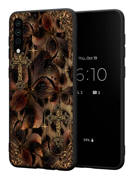 PBl store Чехол на Samsung A50 A30S A50S с принтом Цветы и крестик