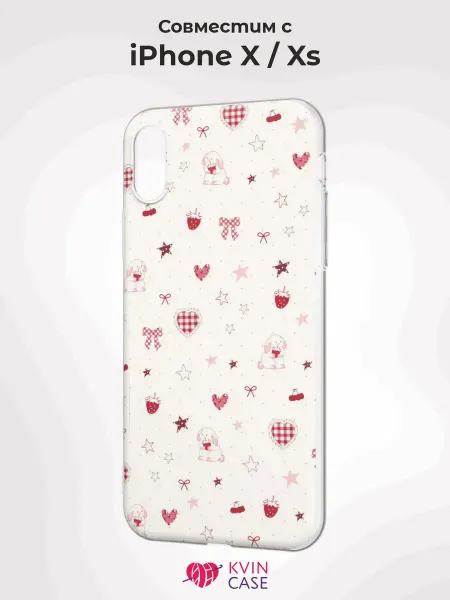 KVIN CASE Чехол на Apple iPhone X и XS с принтом Клубника