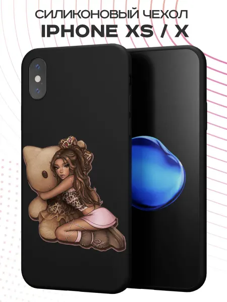 FACTORIA Чехол на Apple iPhone X и XS с принтом Девочка с мишкой
