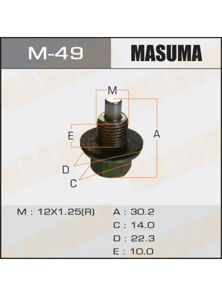MASUMA Болт маслосливной с магнитом 12х1.25mm (с шайбой)
