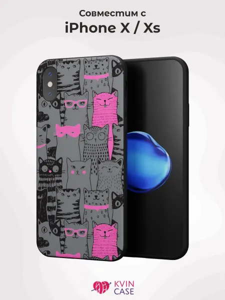 KVIN CASE Чехол на iPhone X и XS с принтом Котики