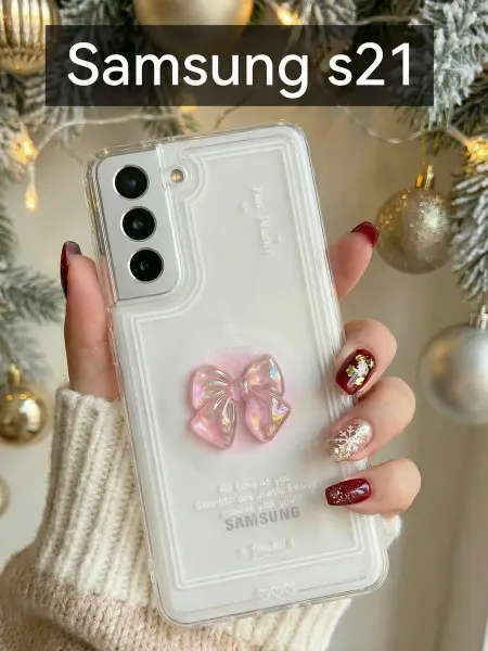 Red Cat Чехол на Samsung Galaxy S21 Розовый Бантик
