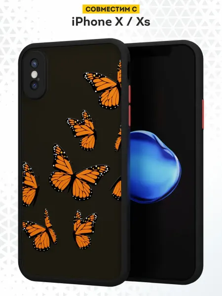 DesignOnCase Чехол бампер на iPhone X XS с принтом Бабочки