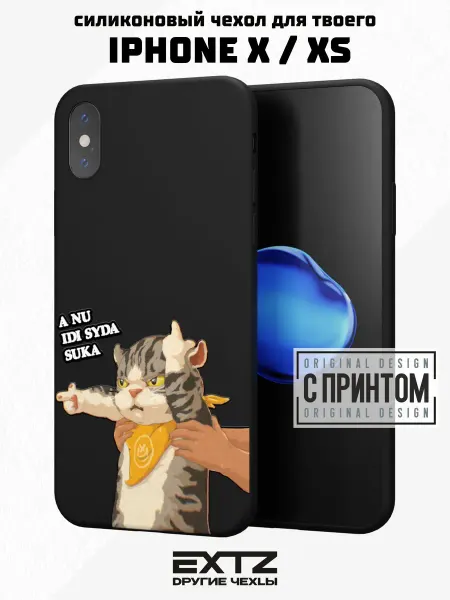 EXTZ Чехол на iPhone X и XS с принтом Агрессивный котёнок