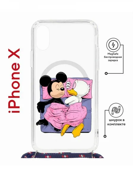КRUЧЕ Чехол iPhone X XS с принтом с магнитом MagSafe со шнурком
