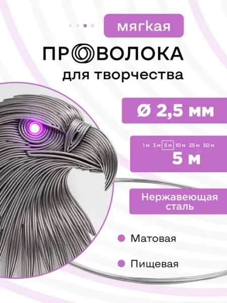 DoLuress Проволока нержавеющая мягкая 2,5 мм 5 метров, 12Х18Н10Т