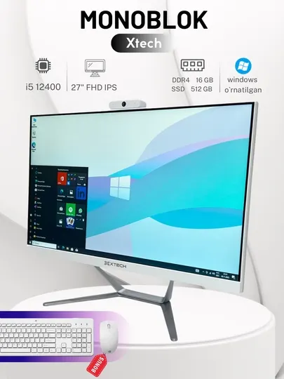 Моноблок компьютер XTECH 27"H610,IPS,FHD,/i5 12400/16 ГБ 512ГБ/клавиатура+мышь в подарок