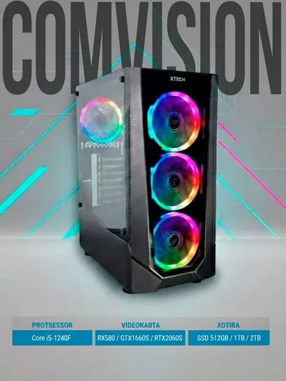 Игровой ПК i5 12400F, DDR4 8-16-32ГБ, SSD 256-512ГБ-1ТБ-2ТБ, RX580-GTX1660s-RTX2060s