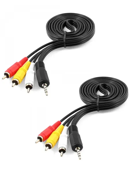 CADENA Шнур соединительный mini jack 3,5 (4pin)-3RCA, (VLRG) 1м 2шт