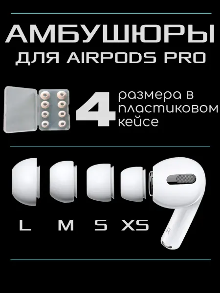 Clover store Амбушюры для AirPods Pro 1, 2 (4 размера XS, S, M, L)