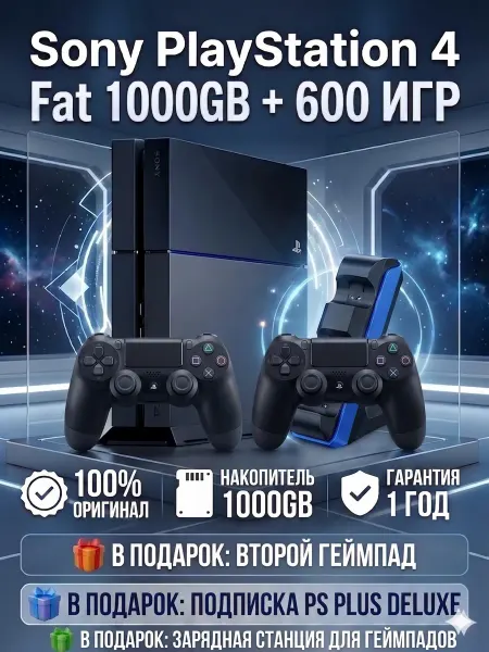 SONY Playstation 4 1000GB с зарядной станцией