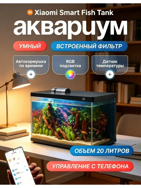 Аквариум для рыбок с фильтром и подсветкой 20L CN