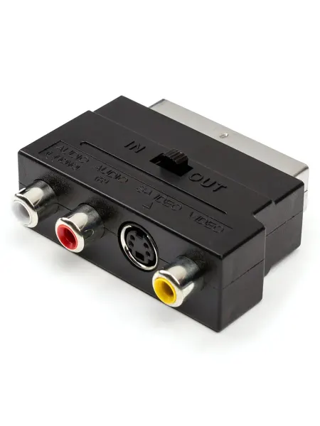 Переходник аудио видео SCART на тюльпаны 3RCA+SVHS (IN OUT)
