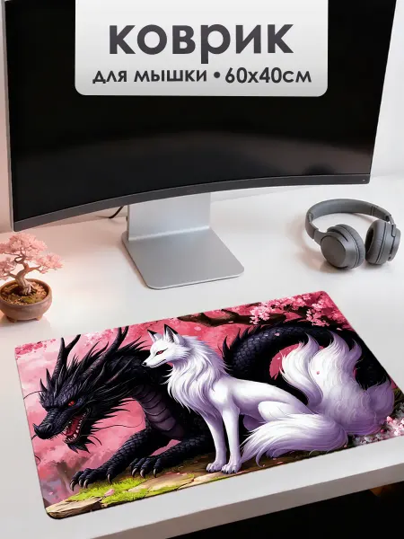 УютПро Коврик для мышки Дракон и Лис 60х40