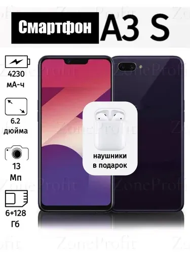 OPPO Смартфон A3S Global 6/128 ГБ, Nano-SIM, синий