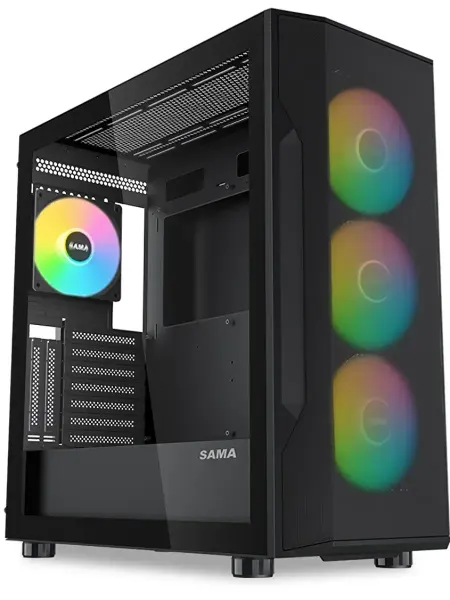 SAMA Корпус для пк с вентиляторами S40 BK ATX без БП