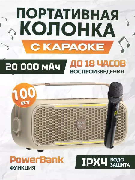 NowGo Портативная Bluetooth-колонка с Караоке микрофоном C1K