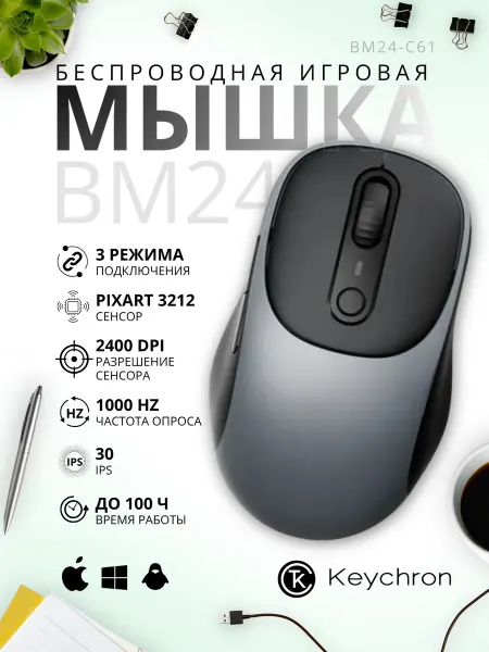 Keychron Мышка для ноутбука BM24 (BM24-C61) черная