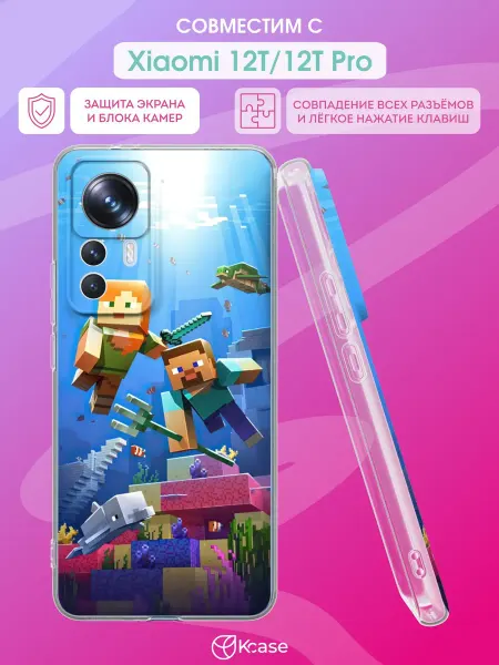 Kcase Чехол на Xiaomi 12T 12T Pro с принтом Майнкрафт
