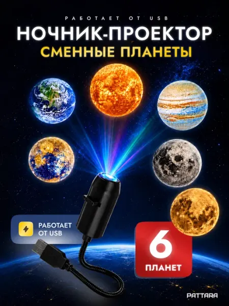 PATTARA Ночник-проектор светодиодный планеты, USB