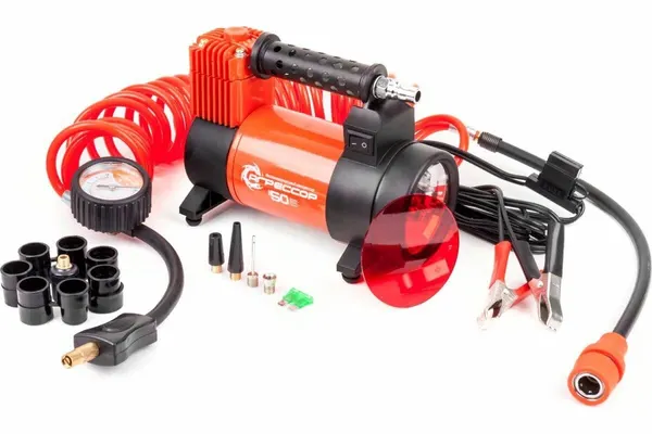 Металлический автомобильный компрессор 12V с LED фонарем Агрессор AGR-50L