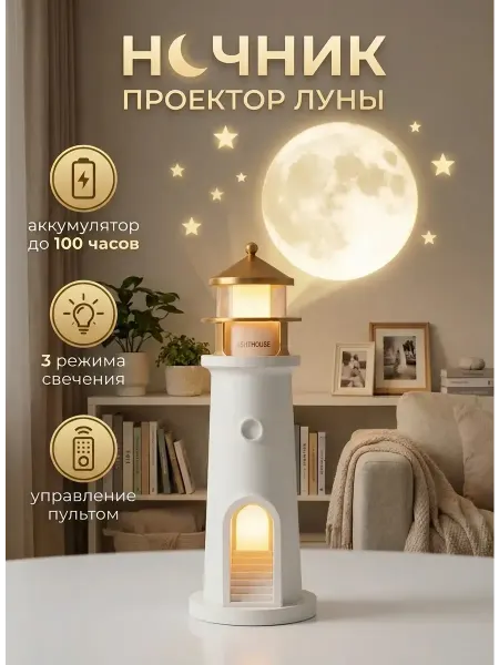 Ночник детский проектор маяк