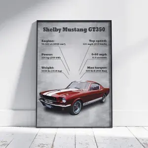 Плакат на стену для интерьера Спорткар (Ford Mustang Shelby GT 13) - Постер по спортивным гоночным машинам автомобилям формата А4 (21x30 см)
