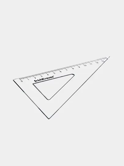 Угольник пластиковый ErichKrause Clear, 60/13 см, прозрачный (в коробке по 30 шт) 61845