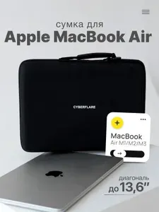 Сумка чехол для ноутбука MacBook Air 13" (M1/M2/M3), EVA+нейлон, велюр