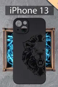 Силиконовый чехол Лев для Apple iPhone 13 / на Айфон 13 черный