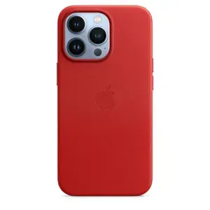 Кожаный чехол MagSafe для iPhone 13 Pro Max / Анимация NFC / Leather Case with MagSafe для Айфон 13 Про Макс / Red / Красный