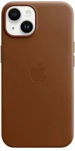 Кожаный чехол MagSafe для iPhone 13 / Анимация NFC / Leather Case with MagSafe для Айфон 13 / Saddle Brown / Коричневый