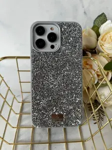 Чехол для iPhone 13 Pro Max / айфон 13 про макс С камнями / стразами серебристый world diamond