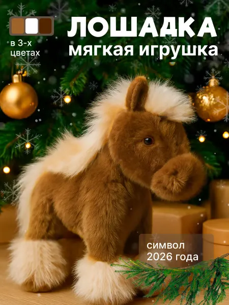GOOD TOYS Мягкая игрушка лошадка темно-коричневая лошадь символ года